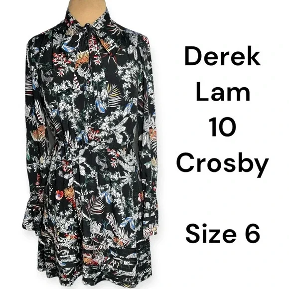 DEREK LAM size 6
Bell-Sleeve Black Multicolor Floral Silk Dress - Picture 3 of 12